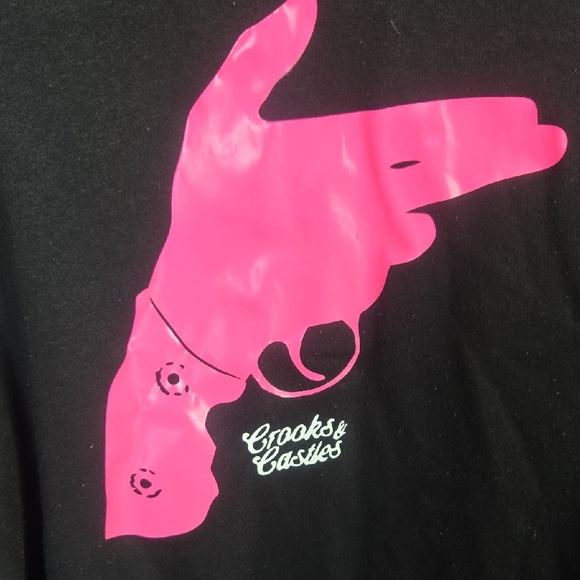 Crooks & Castles Black Hoodie with Pink Graphic - Picture 2 of 3